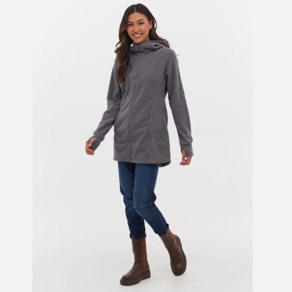 BENCH Polar Fleece Long Zip Up Gray Jacket - Picture 6 of 15